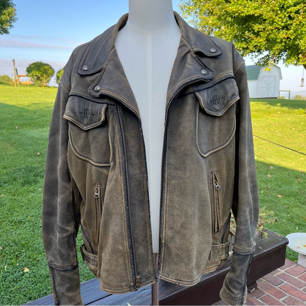 Harley-Davidson Brown Distressed Leather Performance Jacket - Picture 2 of 10